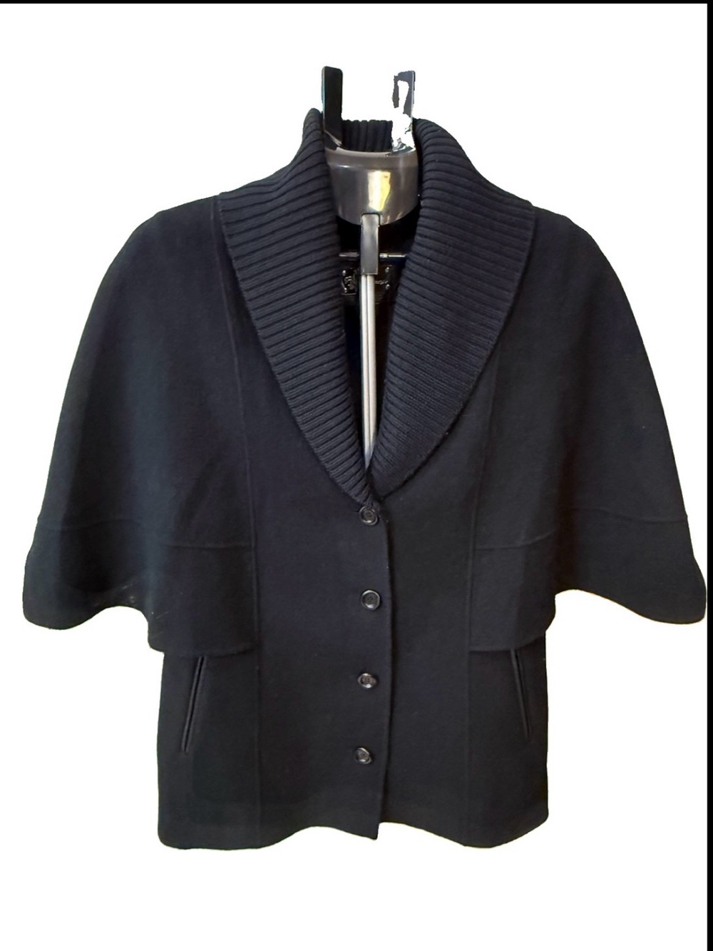 ✨ Vintage MACKAGE Archival Short Sleeve Wool Cape Jacket Black S/P Mid-2000s ✨